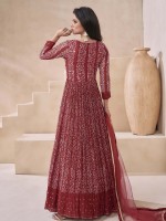 Maroon Real Georgette Anarkali Gown